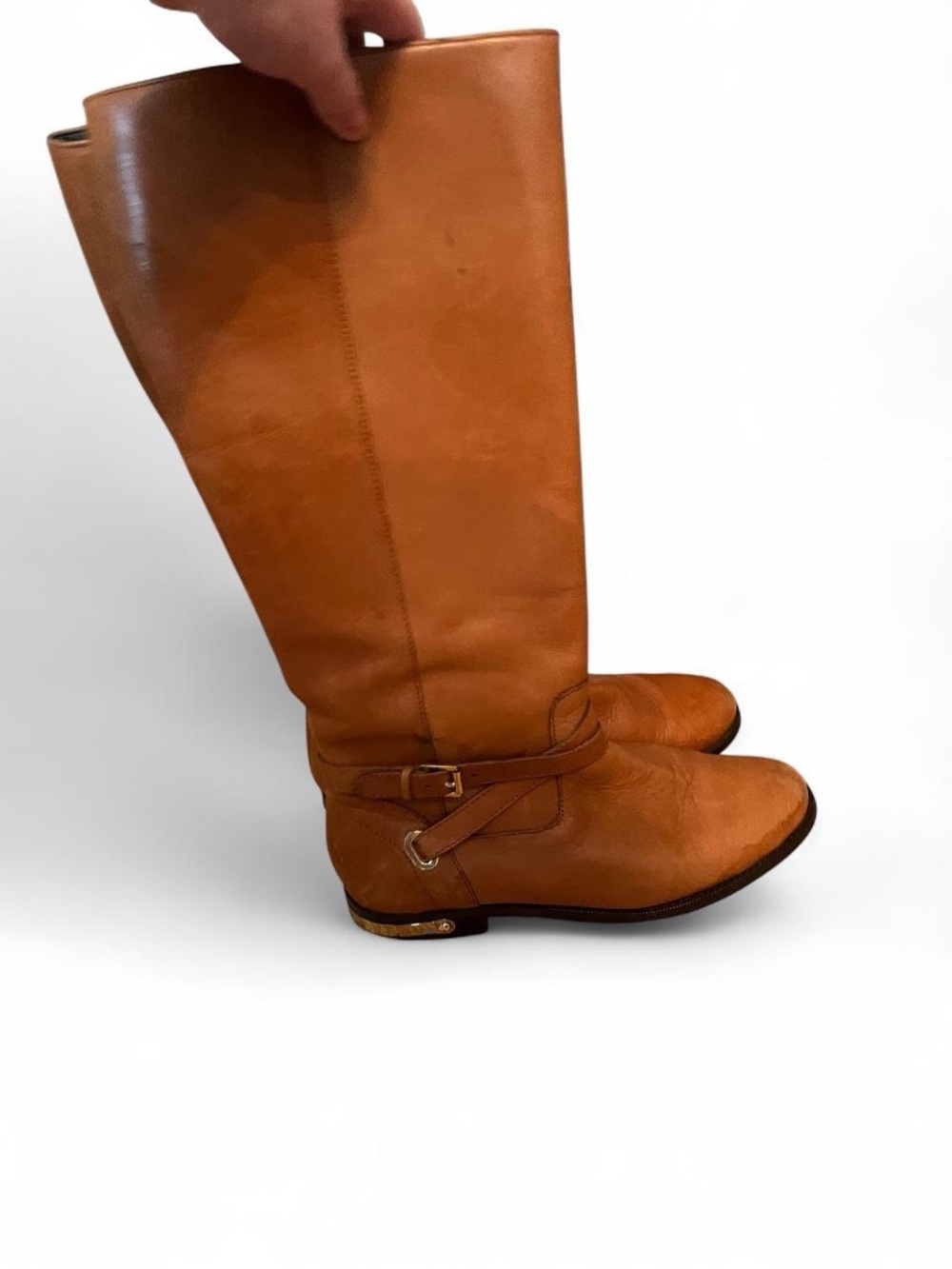 Ralph Lauren Cognac Leather Over-the-Knee Riding Boots - Picture 5 of 8